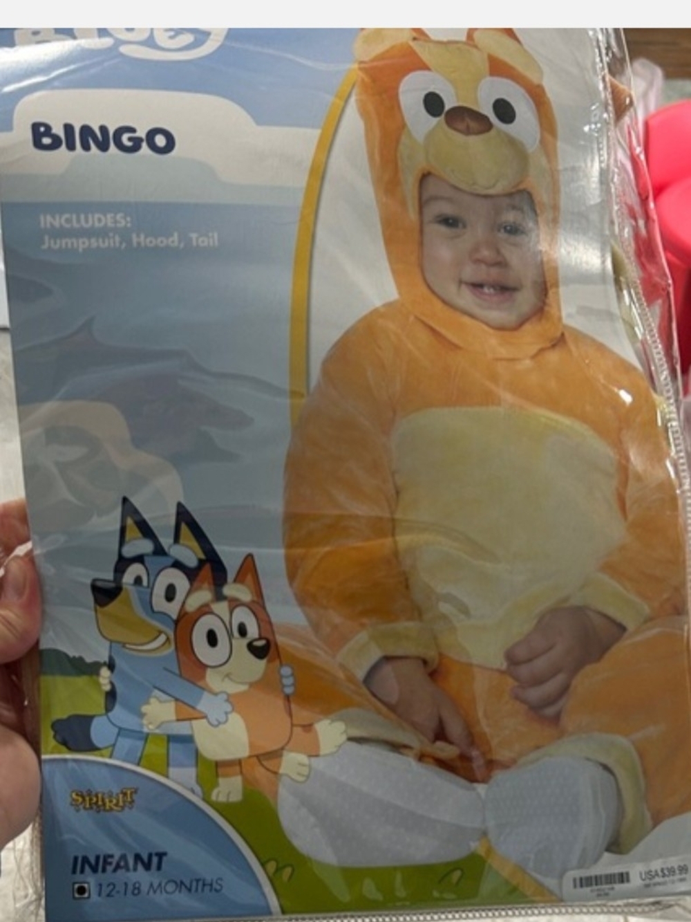 Bingo Kids Orange Plush Character Costume with Hood